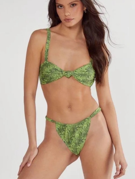 Nasty Gal Other - Nasty Gal Neon Green Snake Print Bikini